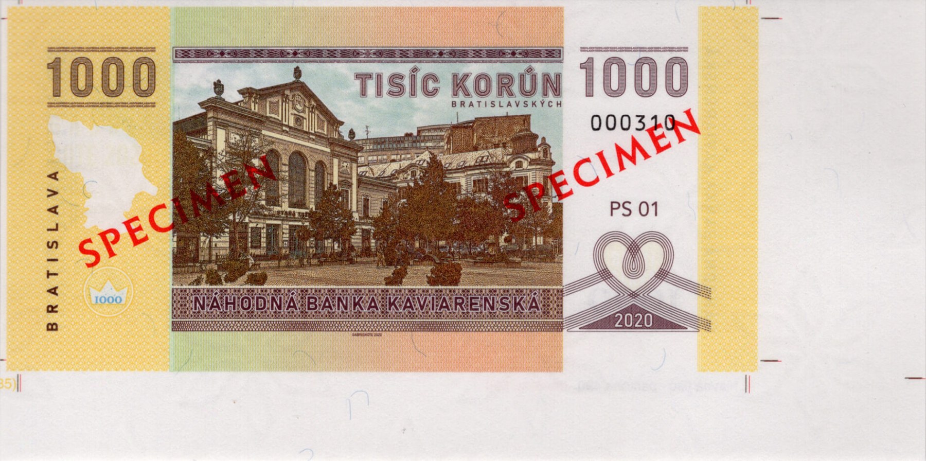 1000 korún Kaviarenských / verze A - zadní strana