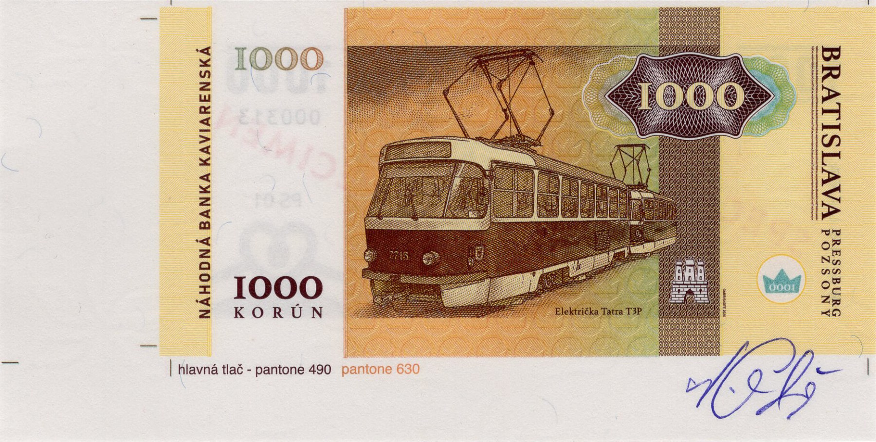 1000 korún Kaviarenských / verze A - přední strana
