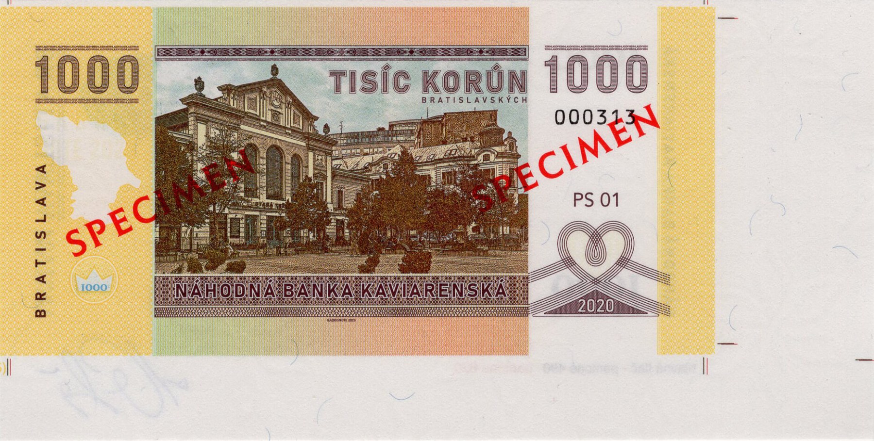 1000 korún Kaviarenských / verze A - zadní strana