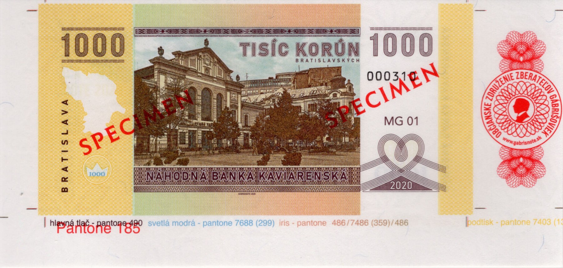 1000 korún Kaviarenských / verze A - zadní strana