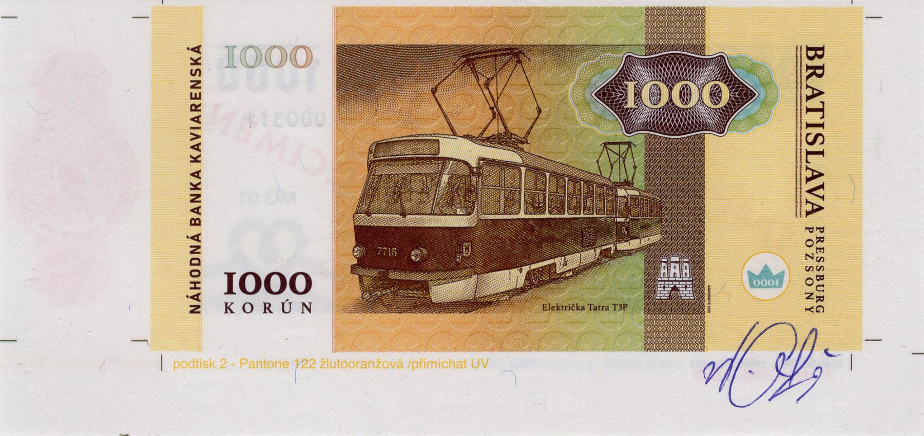 1000 korún Kaviarenských / verze A - přední strana