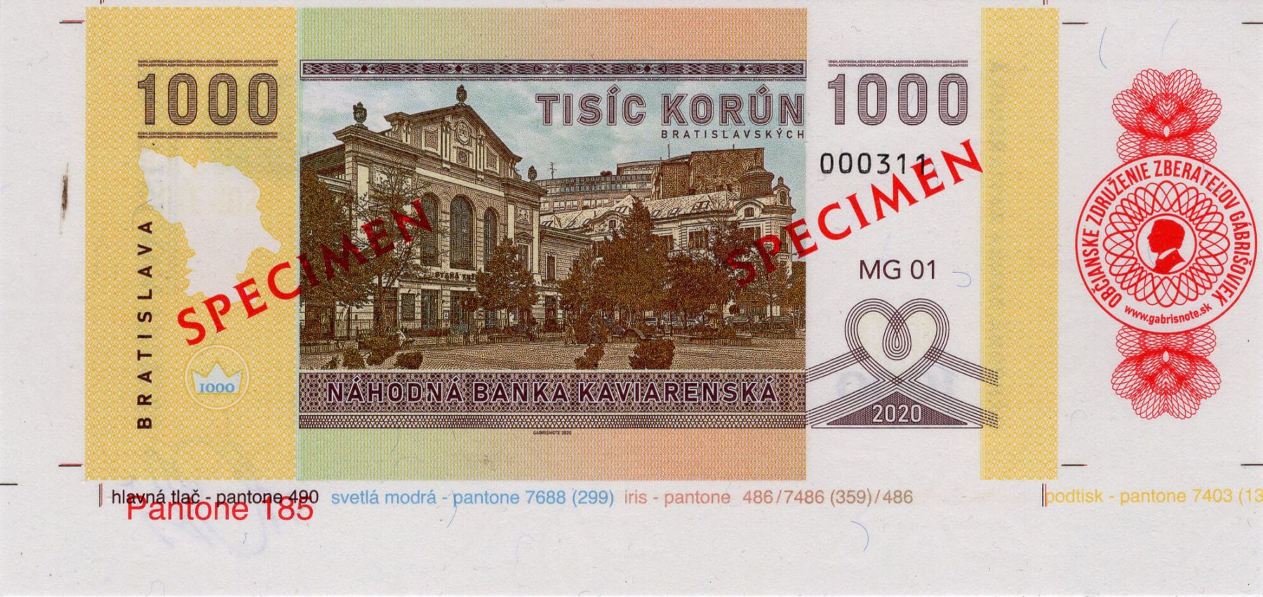 1000 korún Kaviarenských / verze A - zadní strana