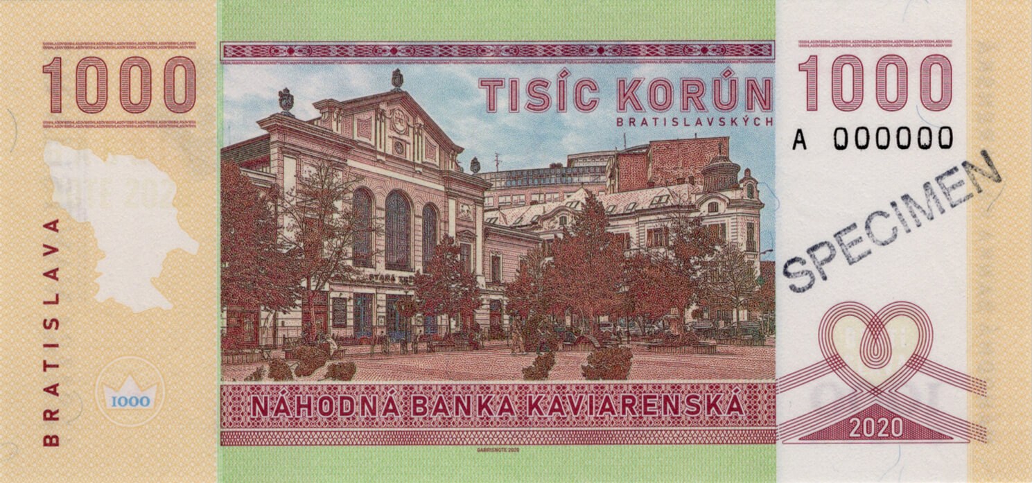 1000 korún Kaviarenských / verze A - zadní strana