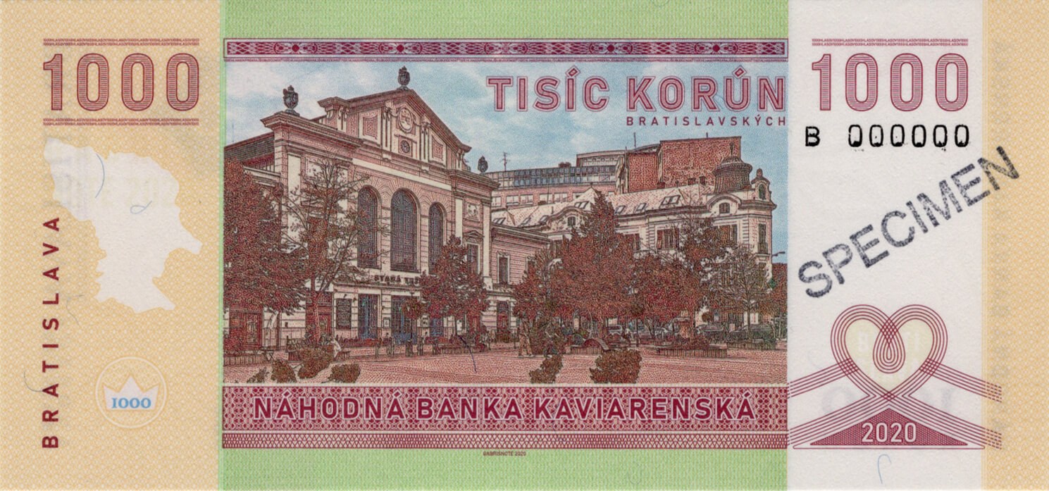 1000 korún Kaviarenských / verze A - zadní strana
