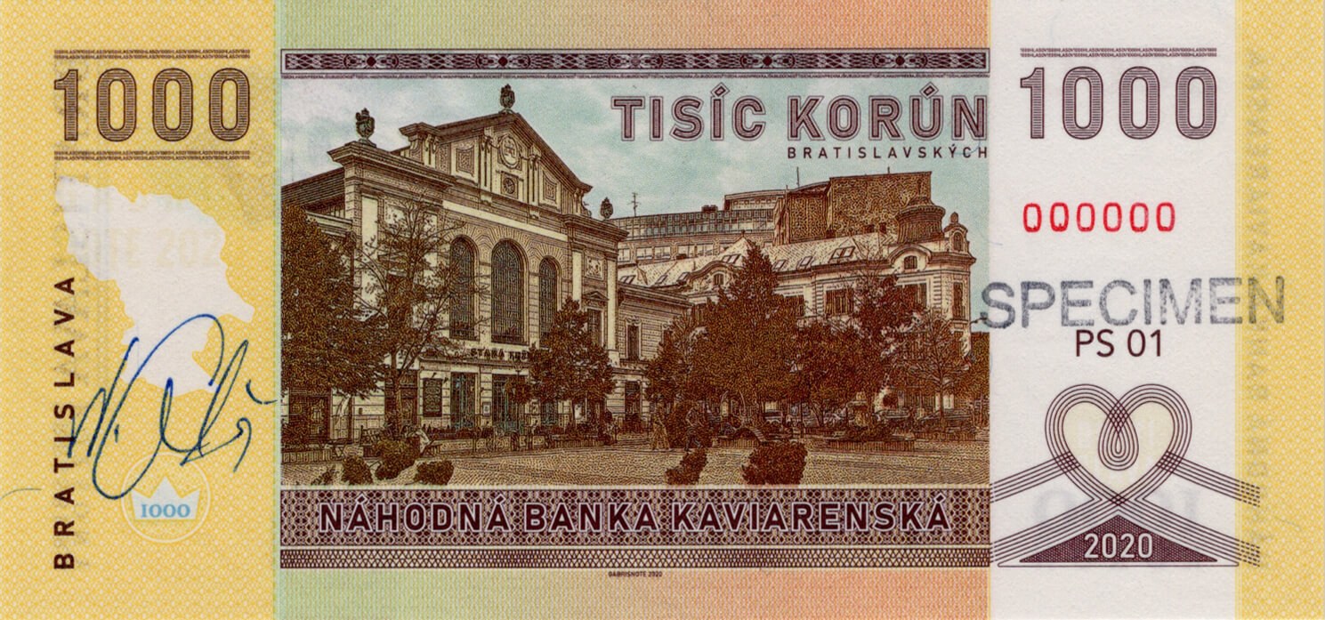 1000 korún Kaviarenských / verze A - zadní strana