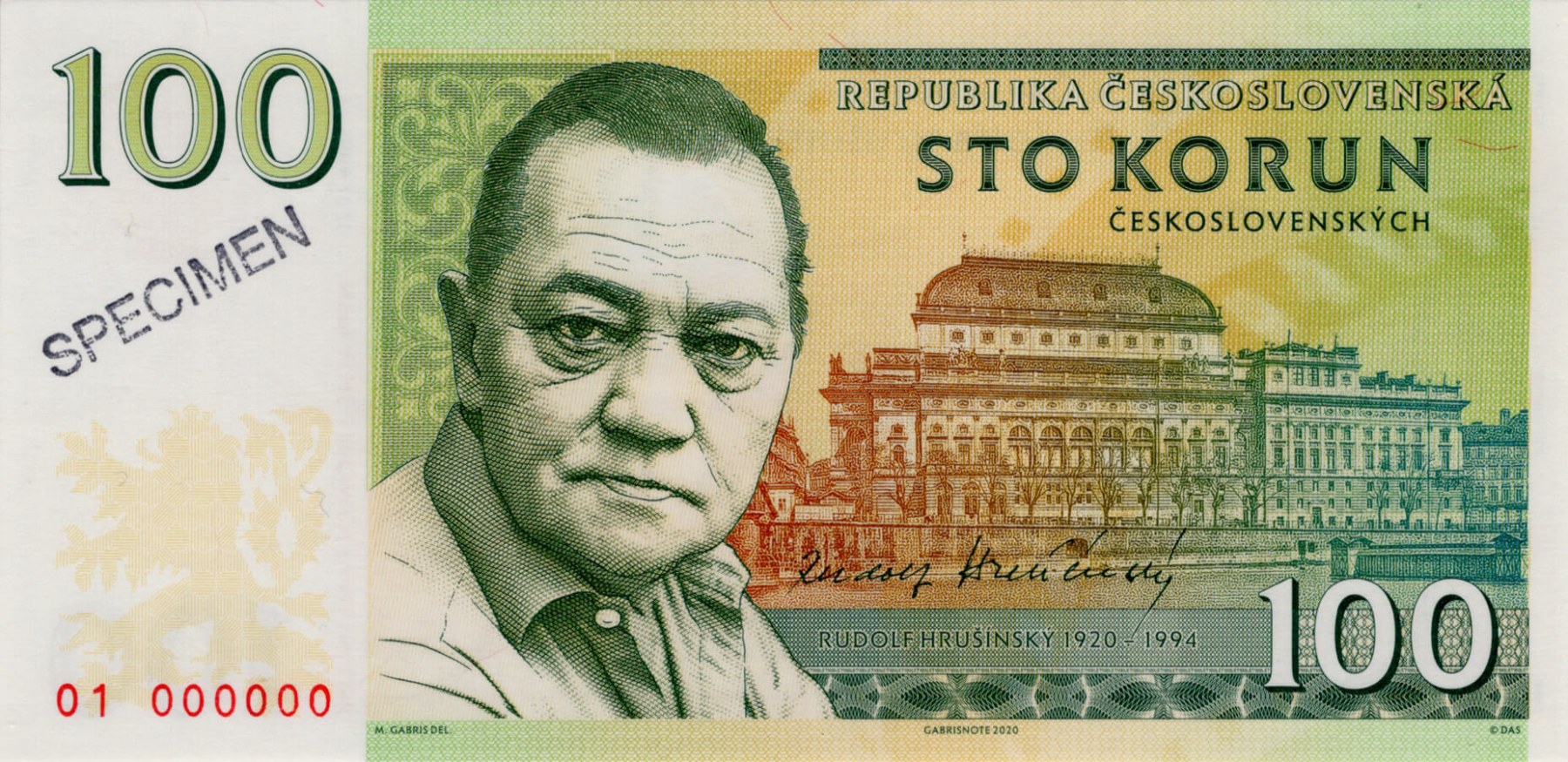 100 korun Hrušínský - přední strana