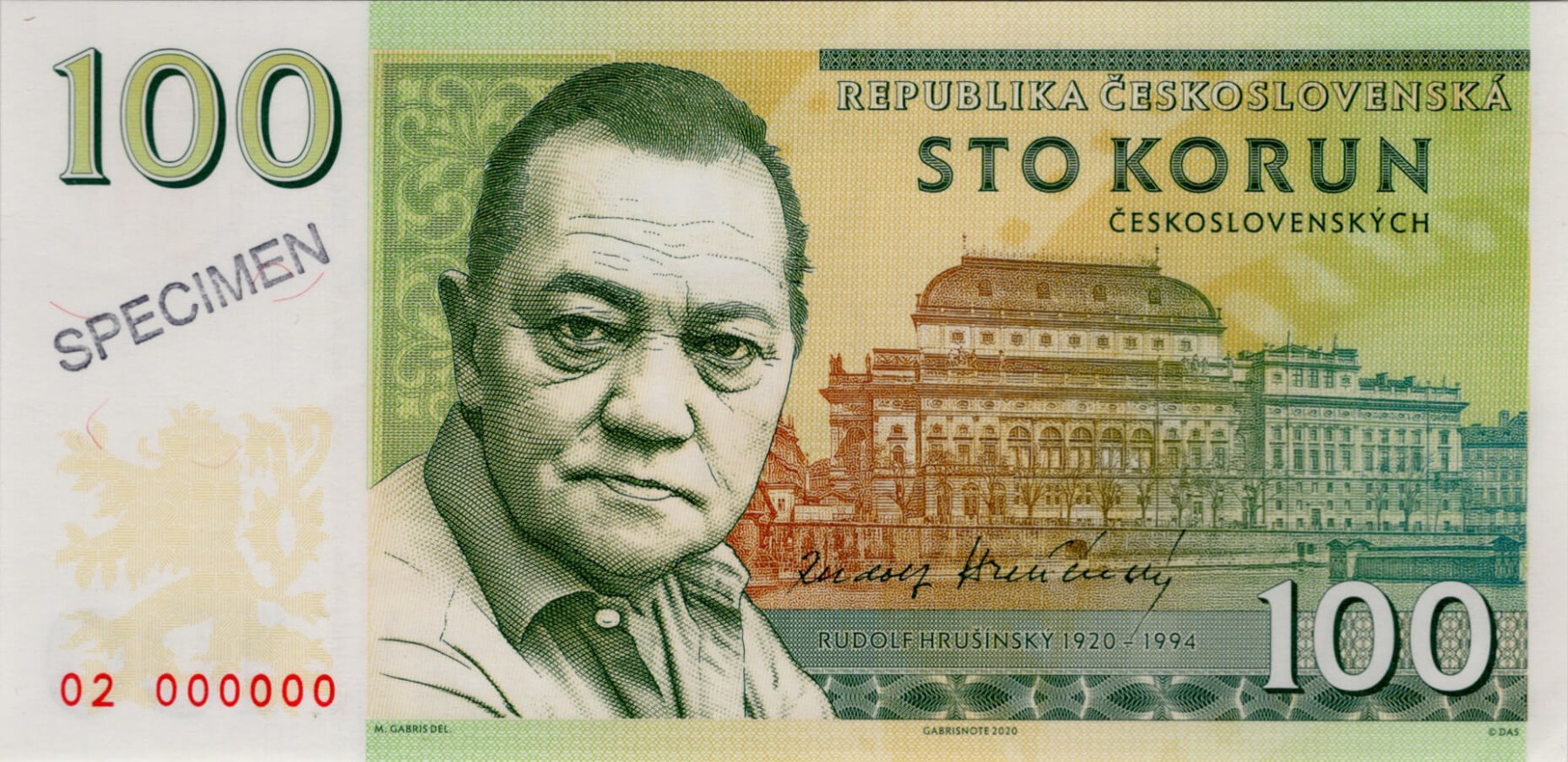 100 korun Hrušínský - přední strana