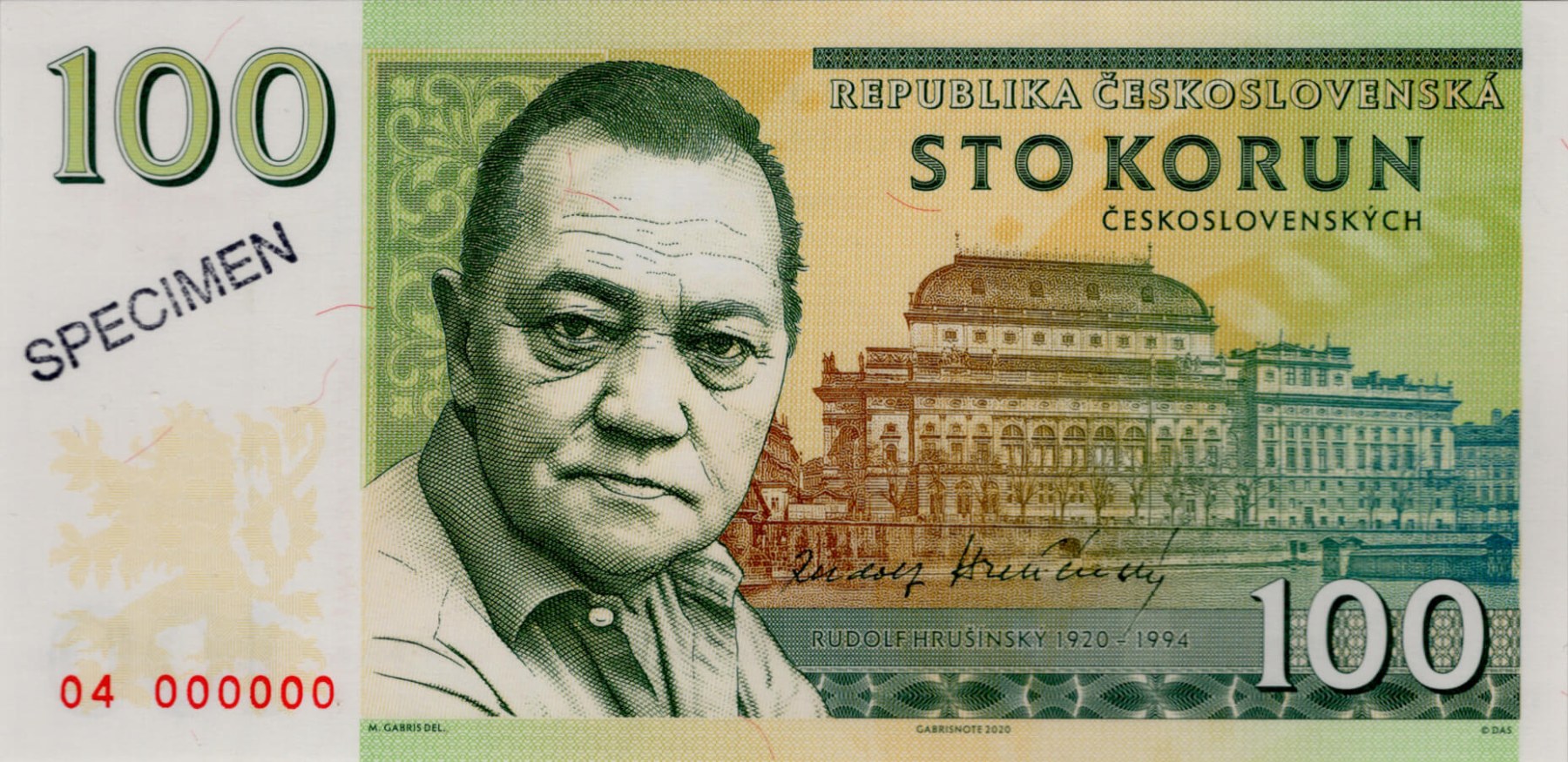100 korun Hrušínský - přední strana