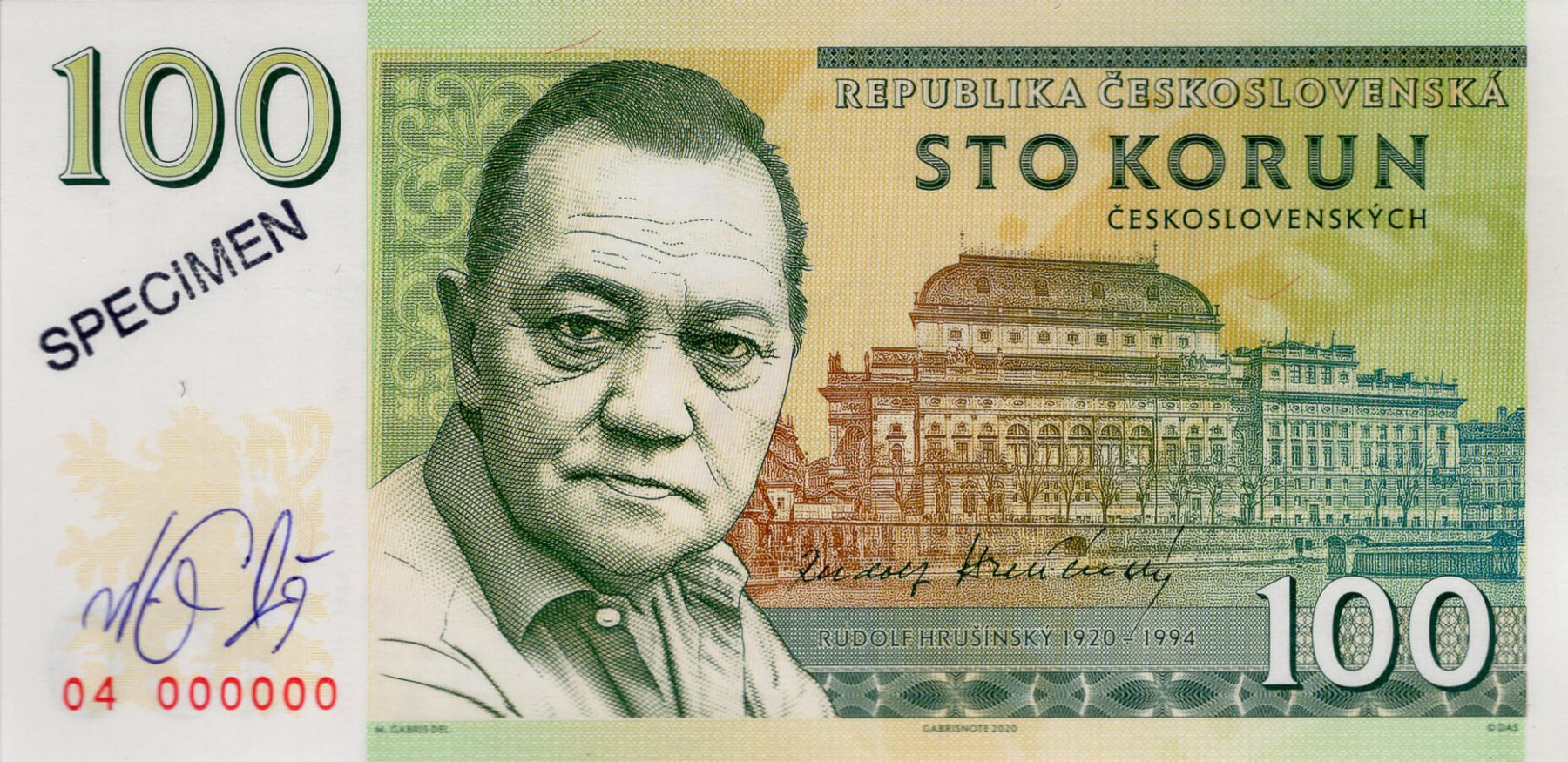 100 korun Hrušínský - přední strana