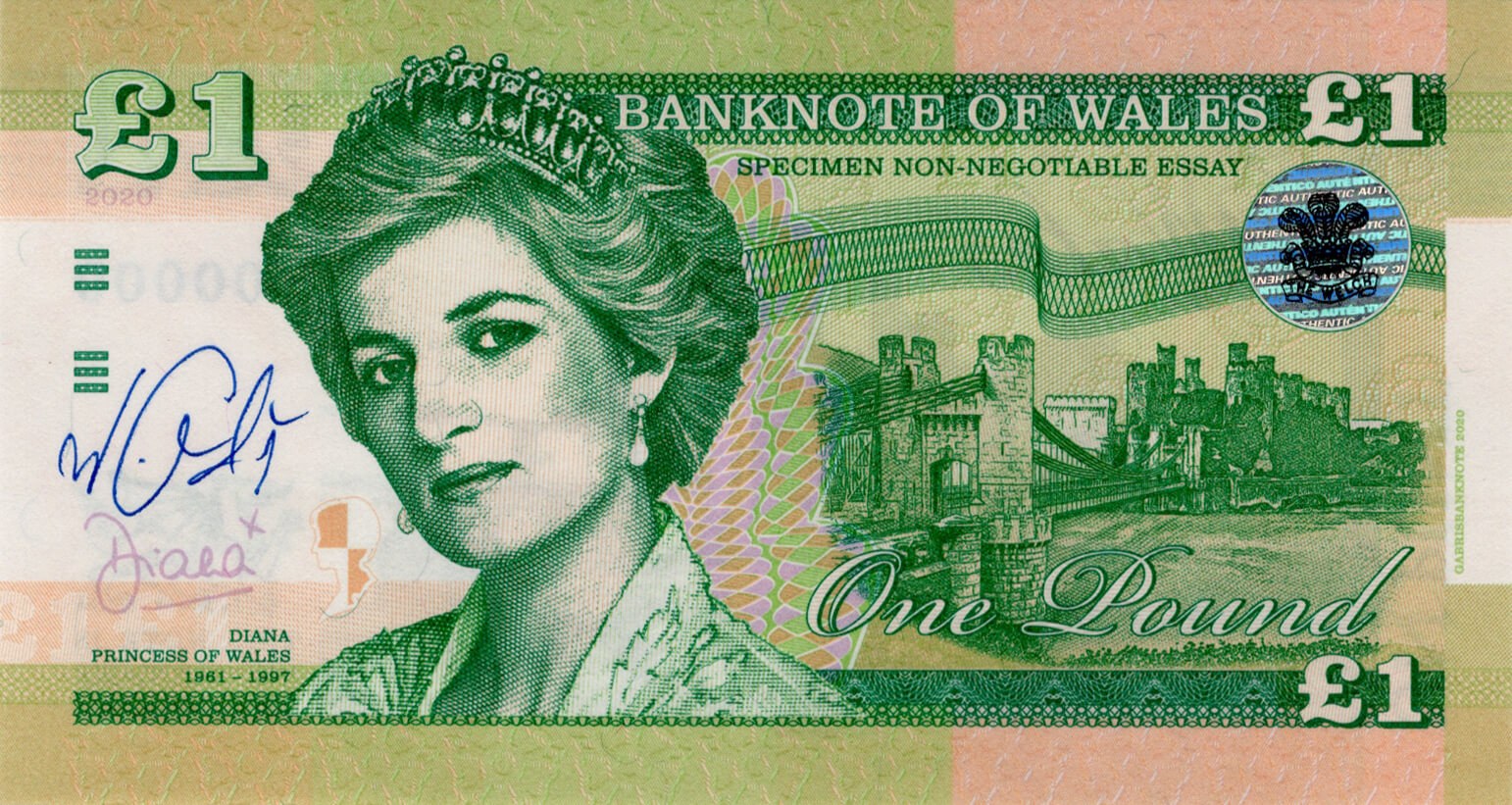 1 pound Wales - přední strana