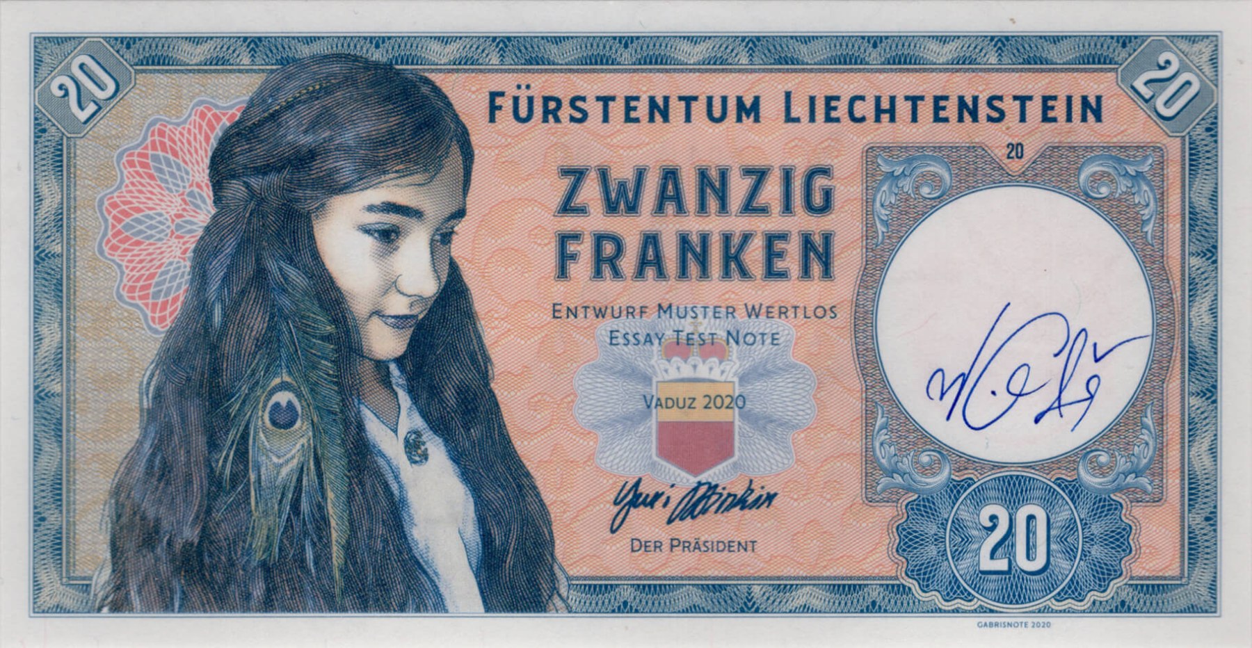 20 franken Liechtenstein - přední strana
