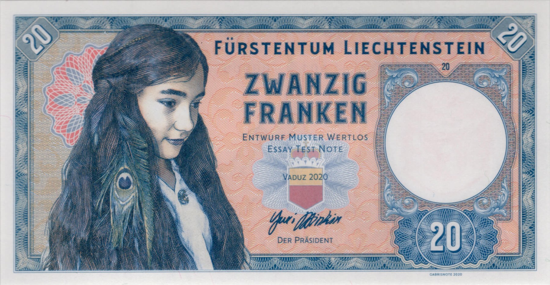20 franken Liechtenstein - přední strana