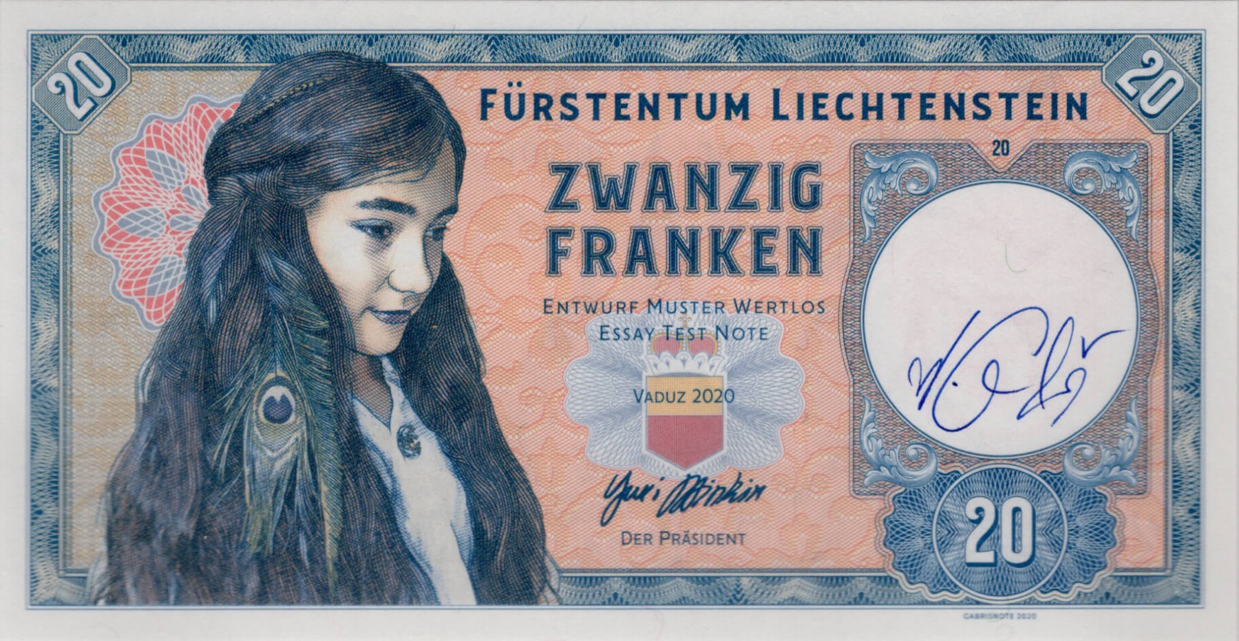 20 franken Liechtenstein - přední strana