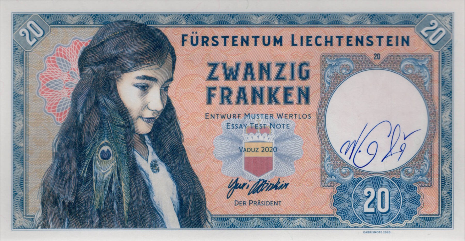 20 franken Liechtenstein - přední strana