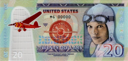 20 dollars Amelia Earhart