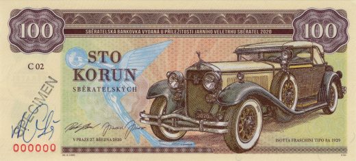 100 korun Zapadlík Isotta Fraschini Tipo 8A