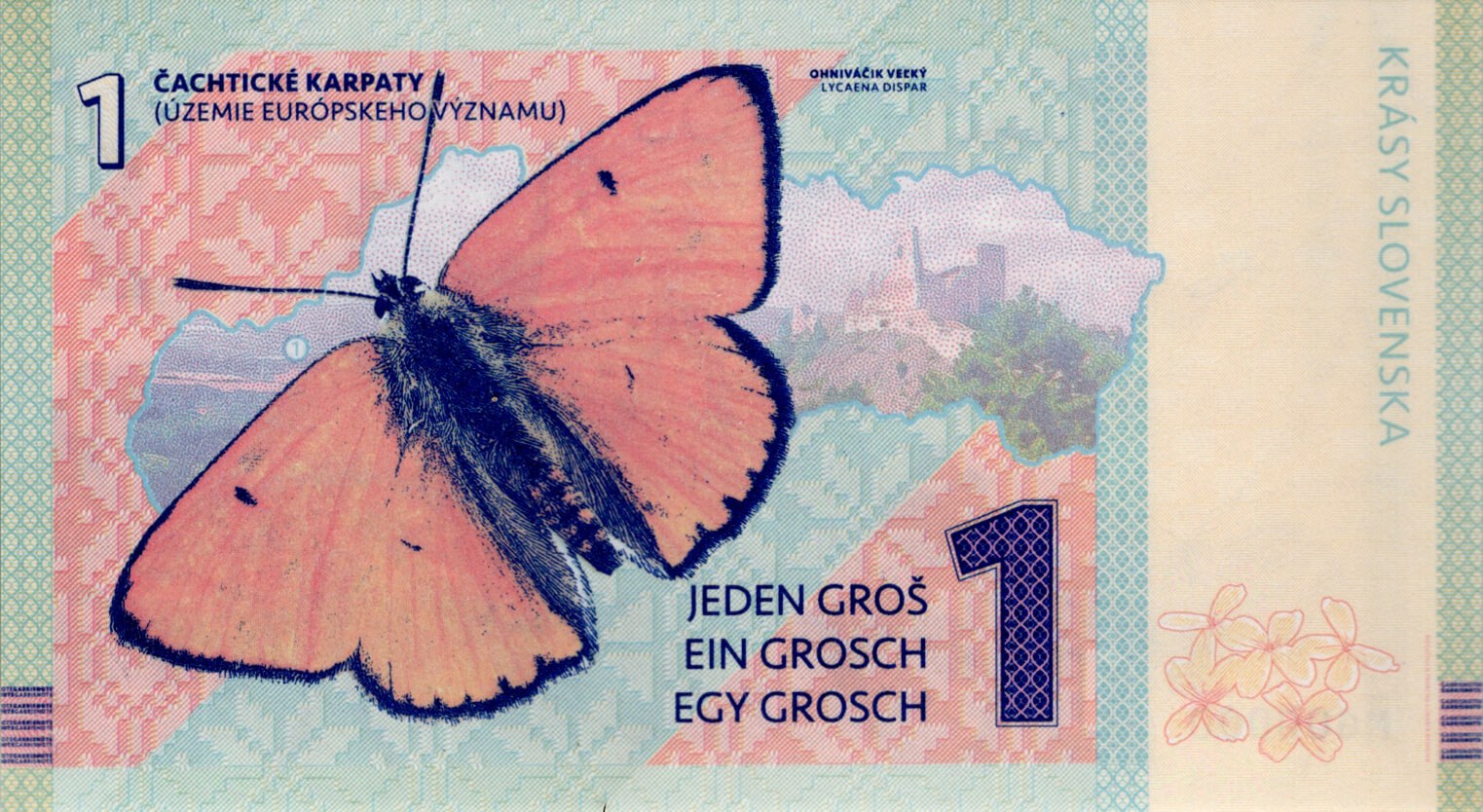 1 Groš SK hrady - zadní strana