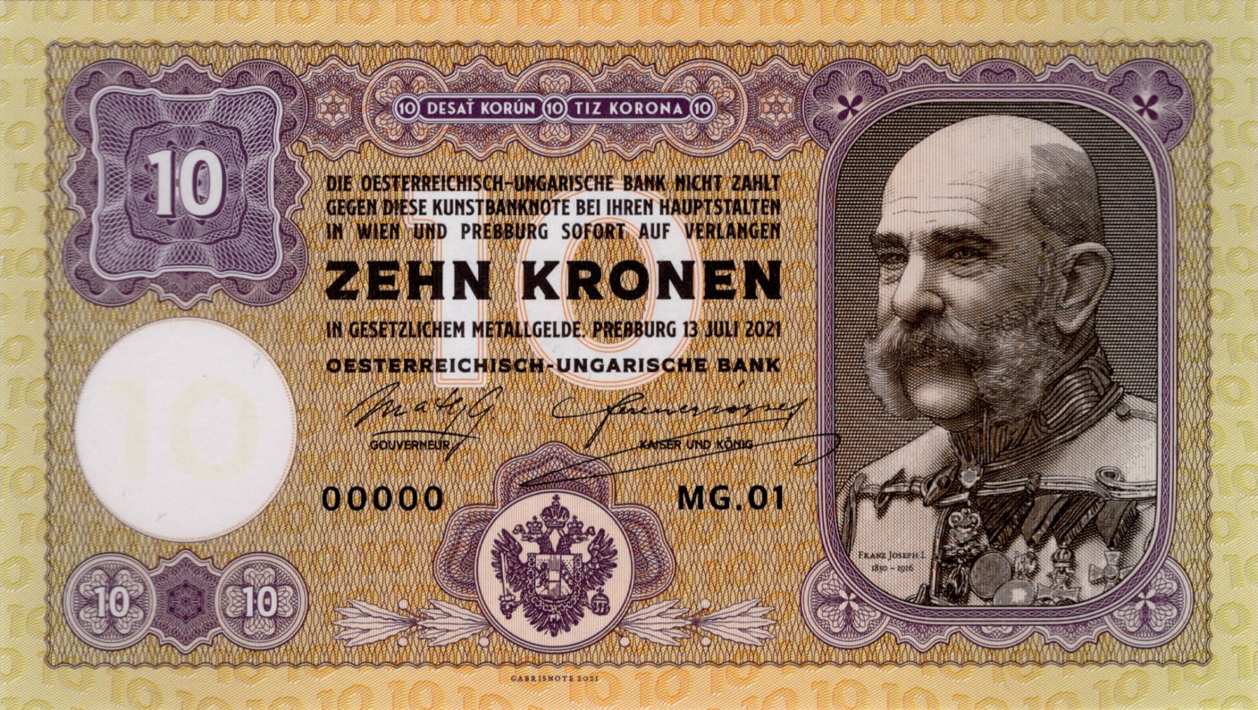 10 korun Franc Jozef I. - přední strana