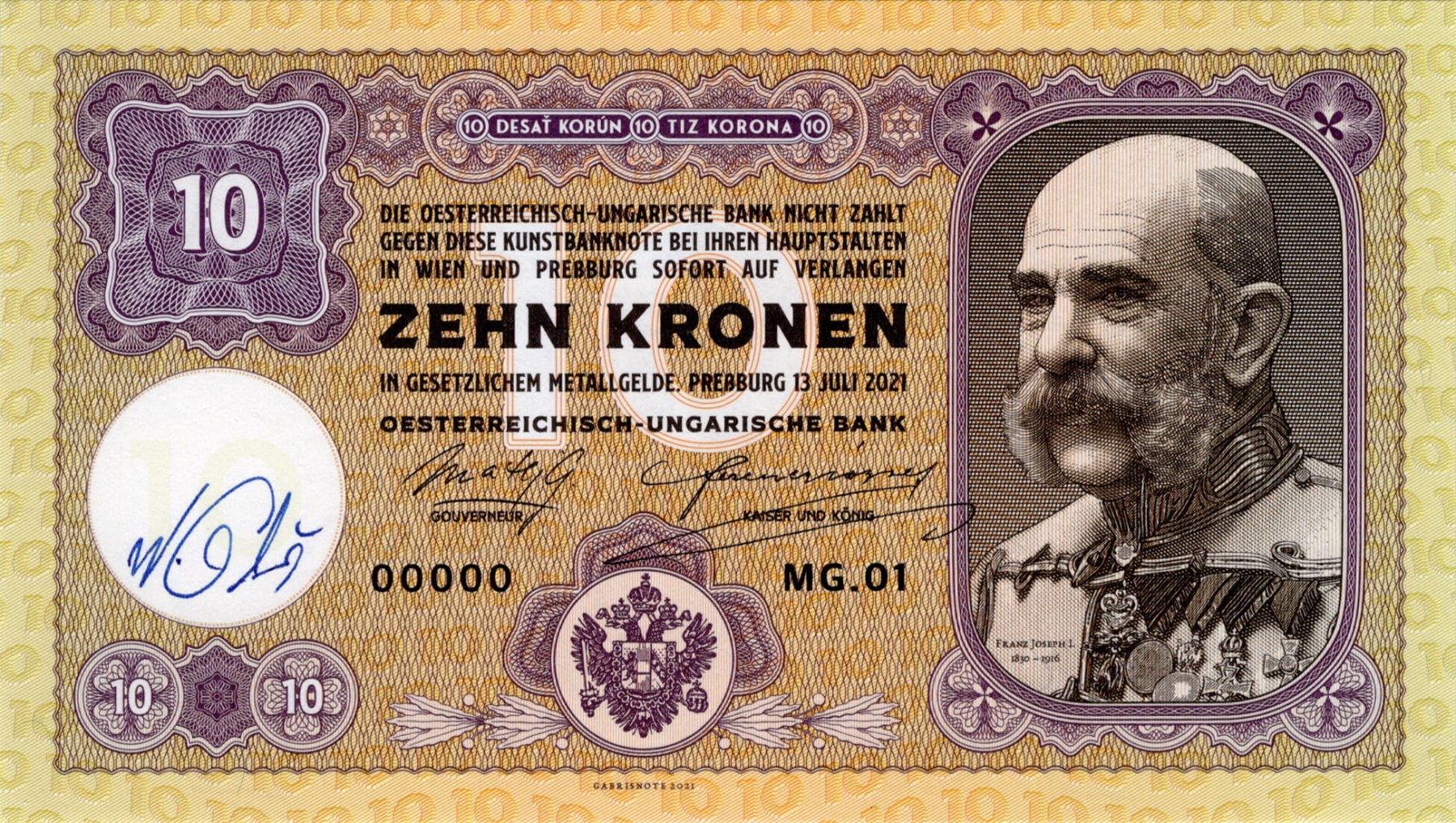 10 korun Franc Jozef I. - přední strana