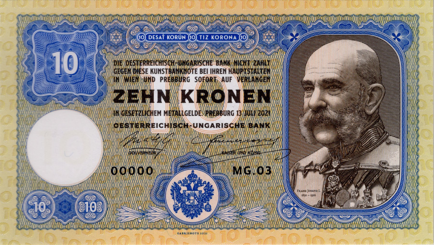 10 korun Franc Jozef I. - přední strana