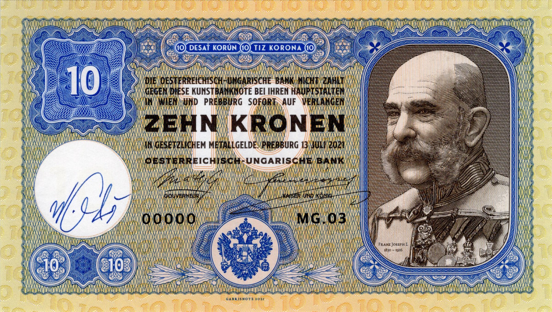 10 korun Franc Jozef I. - přední strana