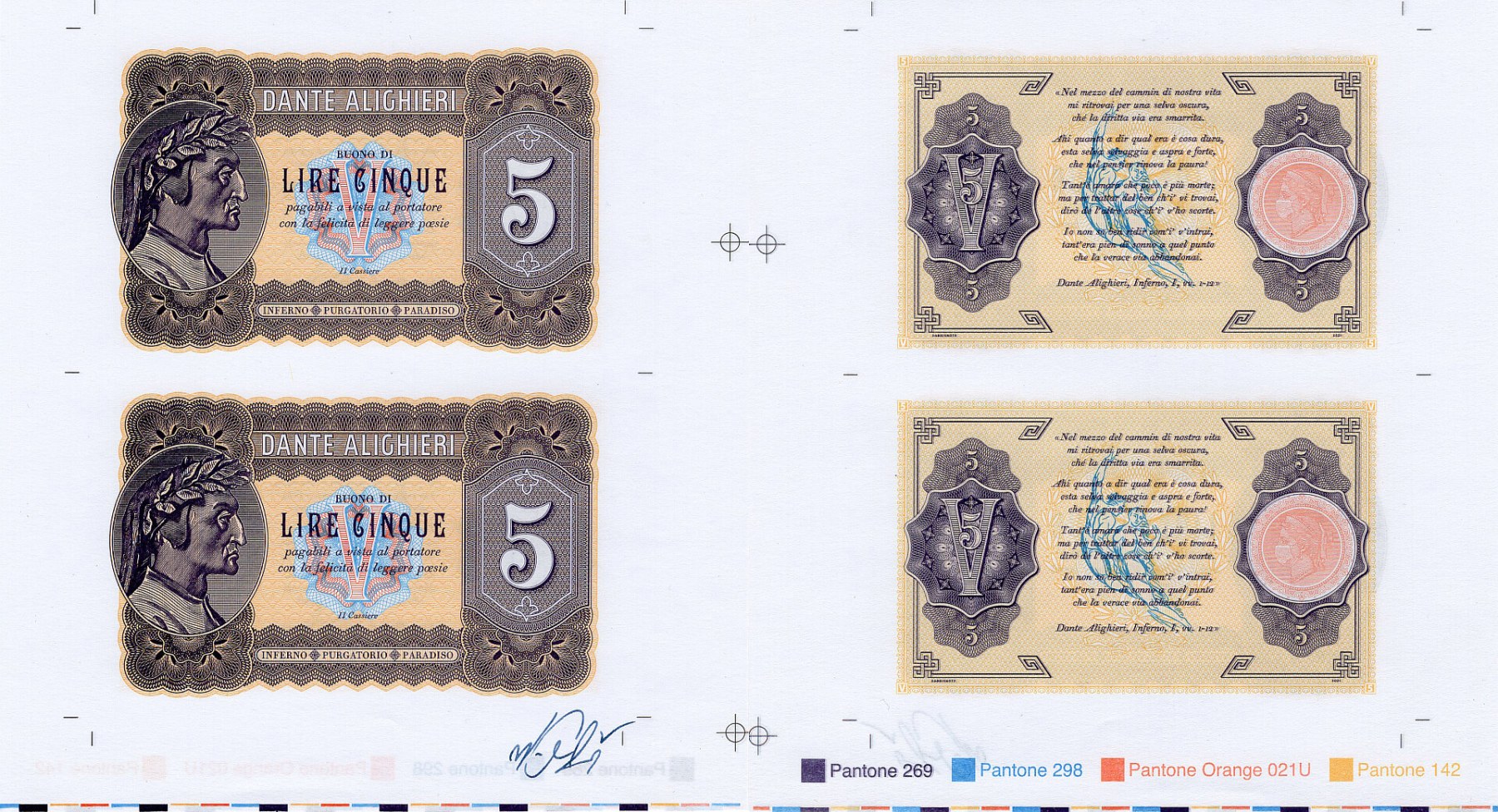 Aršík 5 lire Dante Alighieri