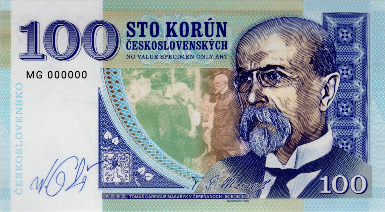 100 korún T. G. Masaryk - přední strana