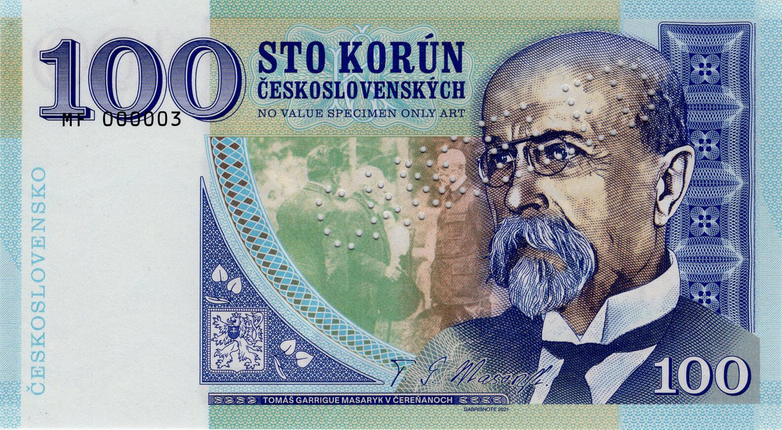 100 korún T. G. Masaryk - přední strana