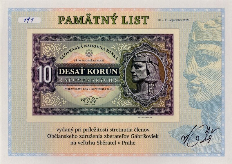 Pamätný list veľtrh Sběratel v Prahe 2021