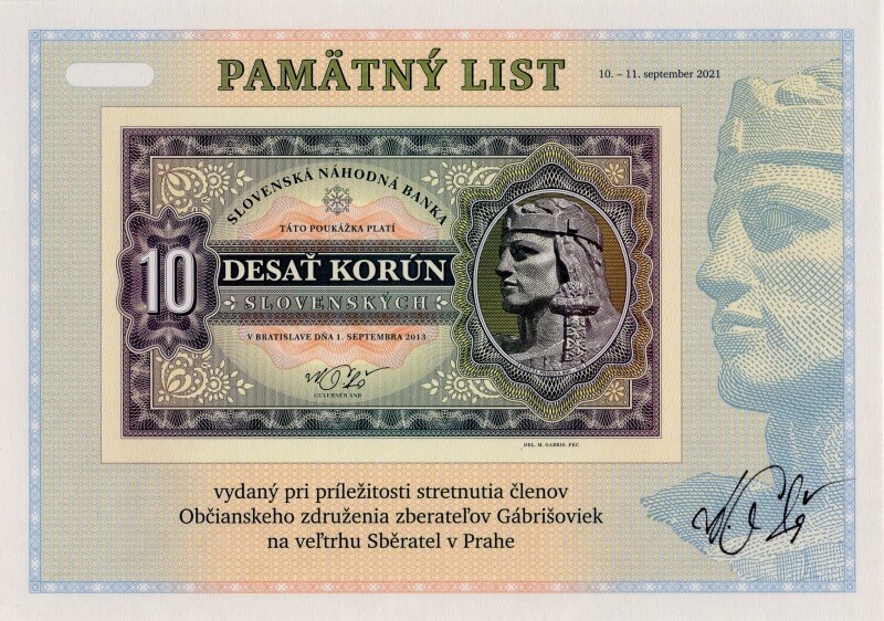 Pamätný list veľtrh Sběratel v Prahe 2021