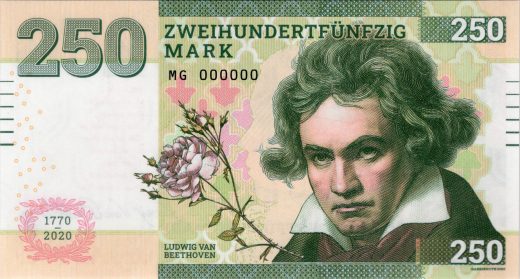 250 mark, Ludvik van Beethoven, zelená verze