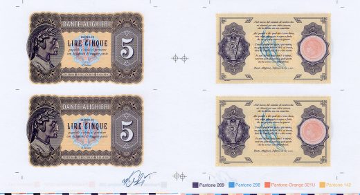 Aršík 5 lire Dante Alighieri