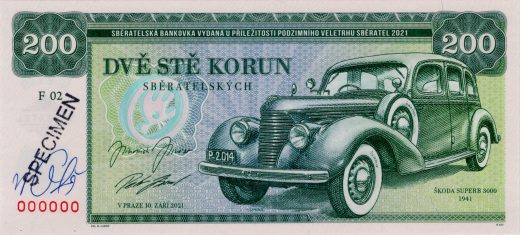 200 korun Zapadlík Škoda Superb 3000