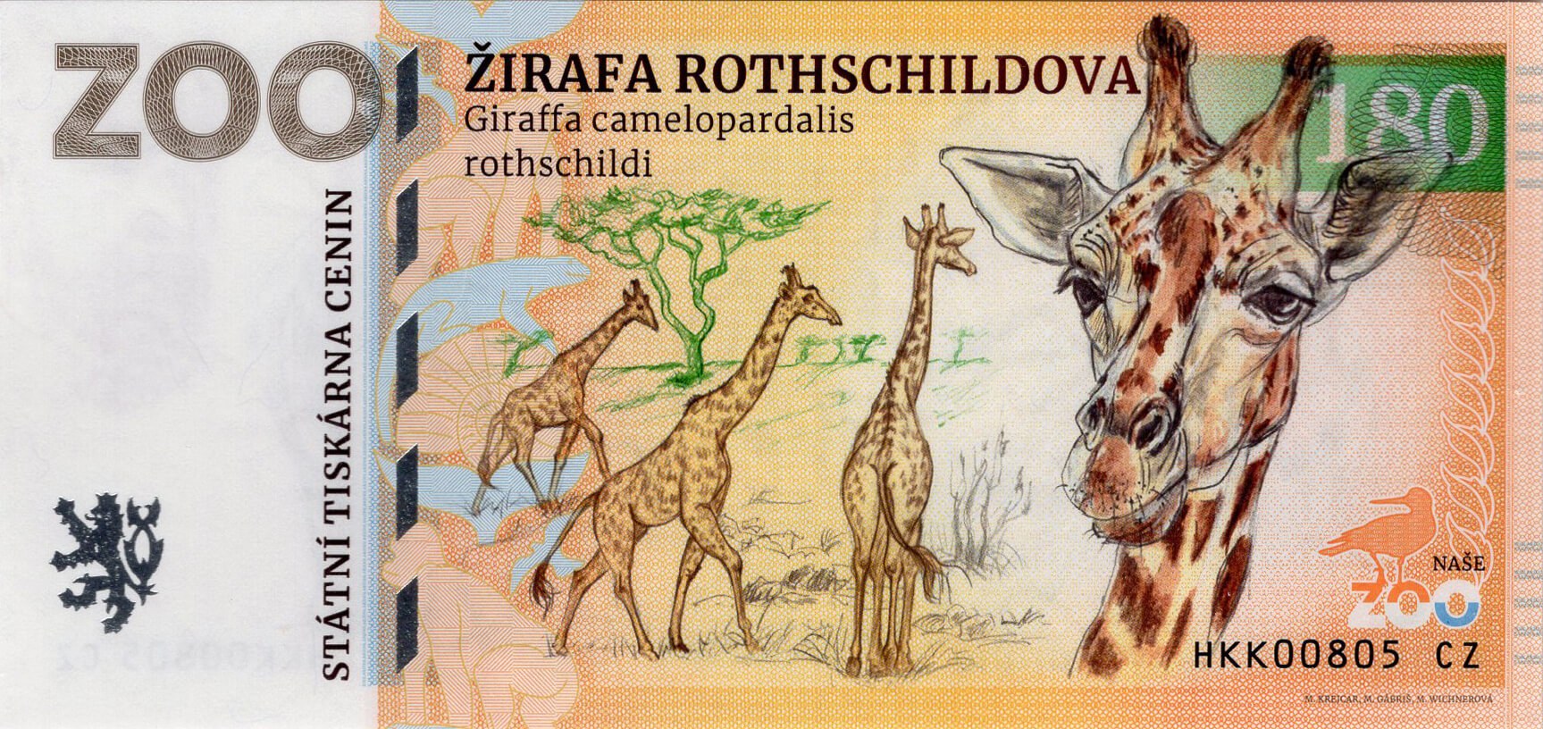 180 Žirafa Rothschildova - přední strana