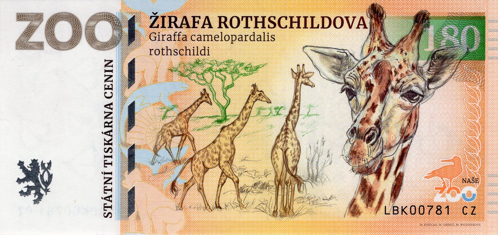 180 Žirafa Rothschildova - přední strana