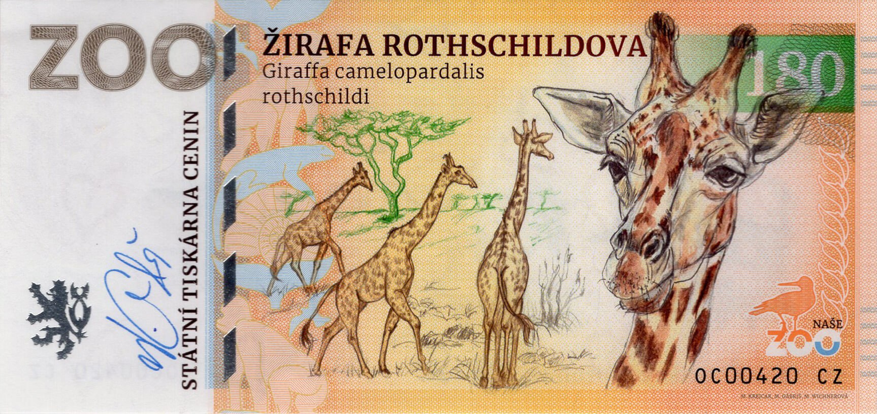 180 Žirafa Rothschildova - přední strana