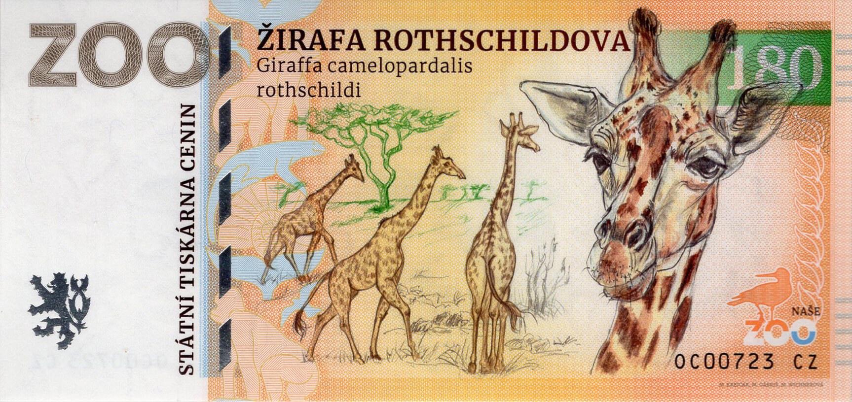 180 Žirafa Rothschildova - přední strana