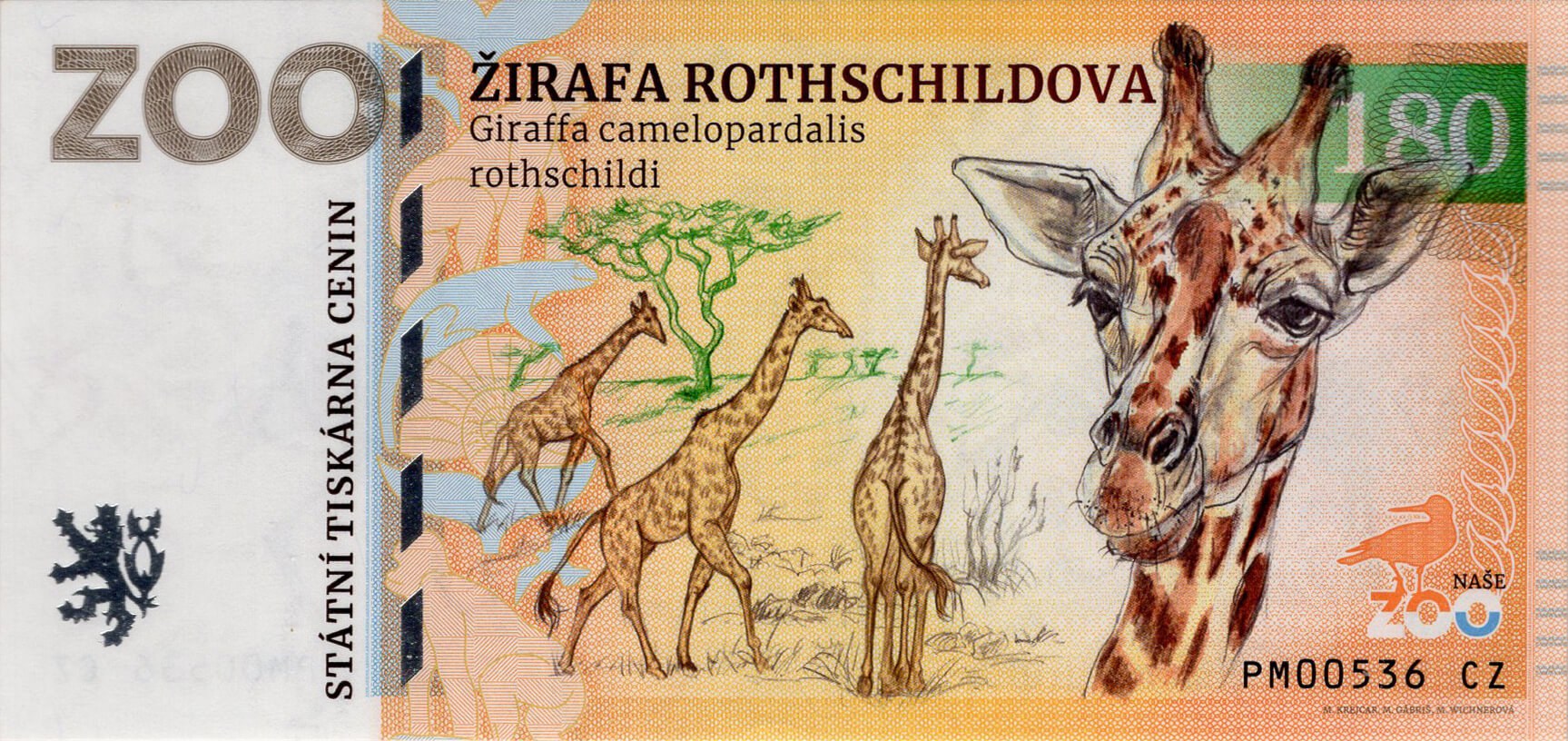 180 Žirafa Rothschildova - přední strana