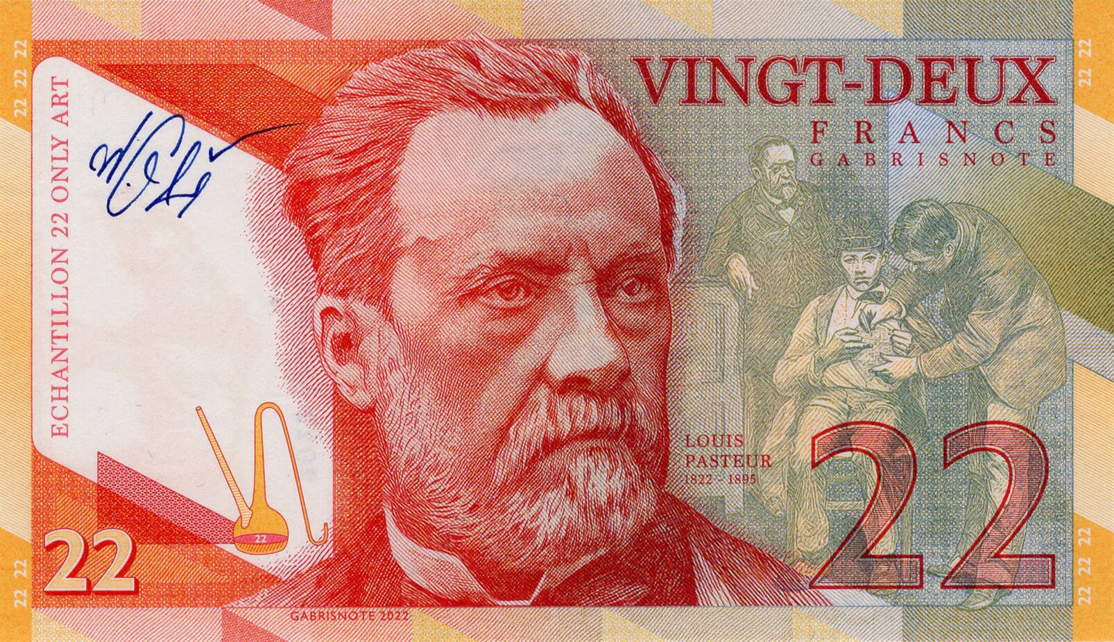 22 Francs Louis Pasteur - přední strana