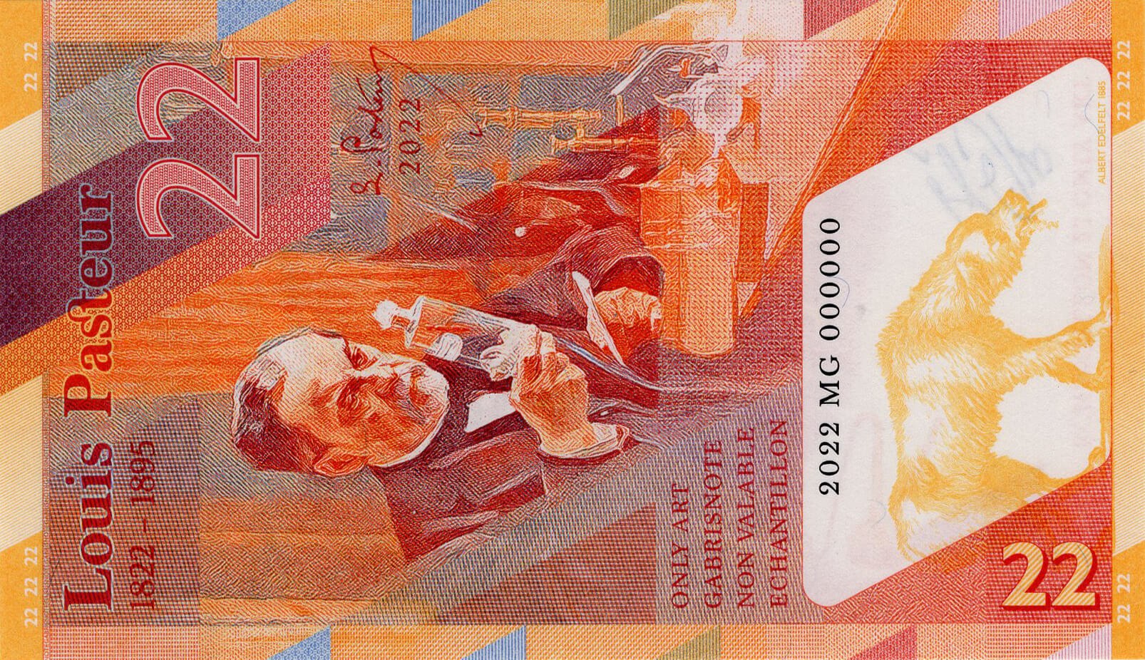 22 Francs Louis Pasteur - zadní strana
