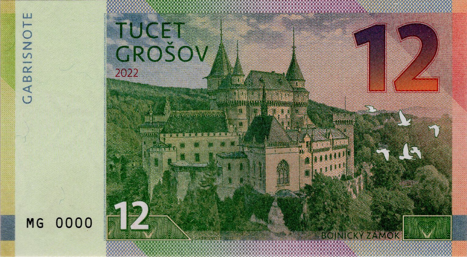 12 tucet grošov hrady a zámky Československa - přední strana