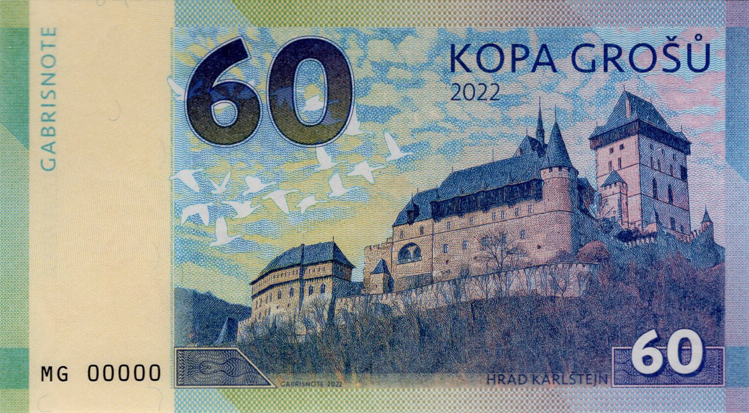 60 kopa grošů hrady a zámky Československa - přední strana