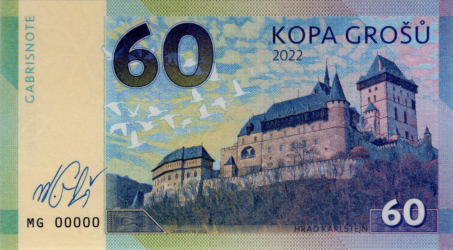 60 kopa grošů hrady a zámky Československa - přední strana