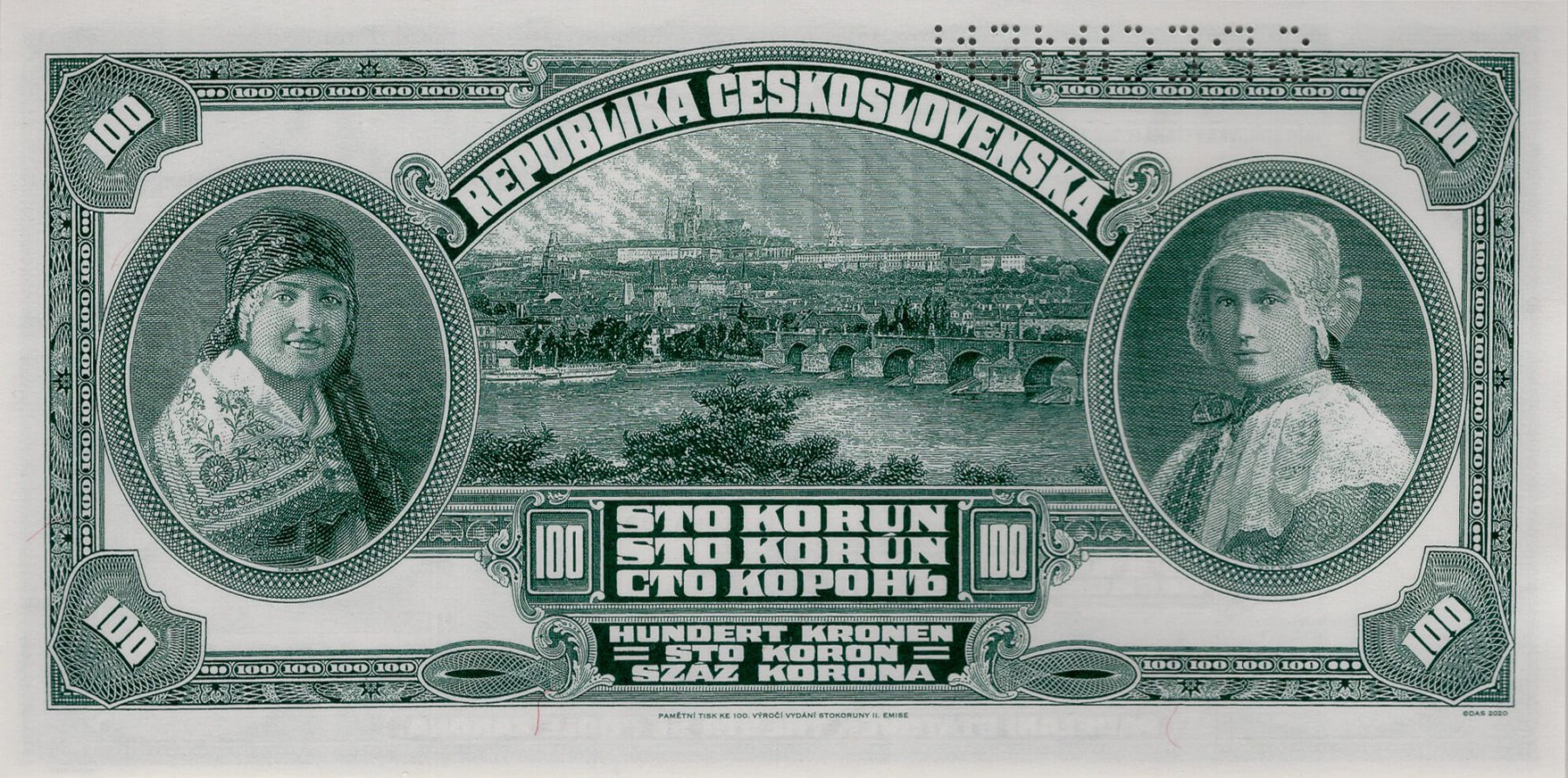 100 Kčs Mucha 1920 Facsimile - zadní strana