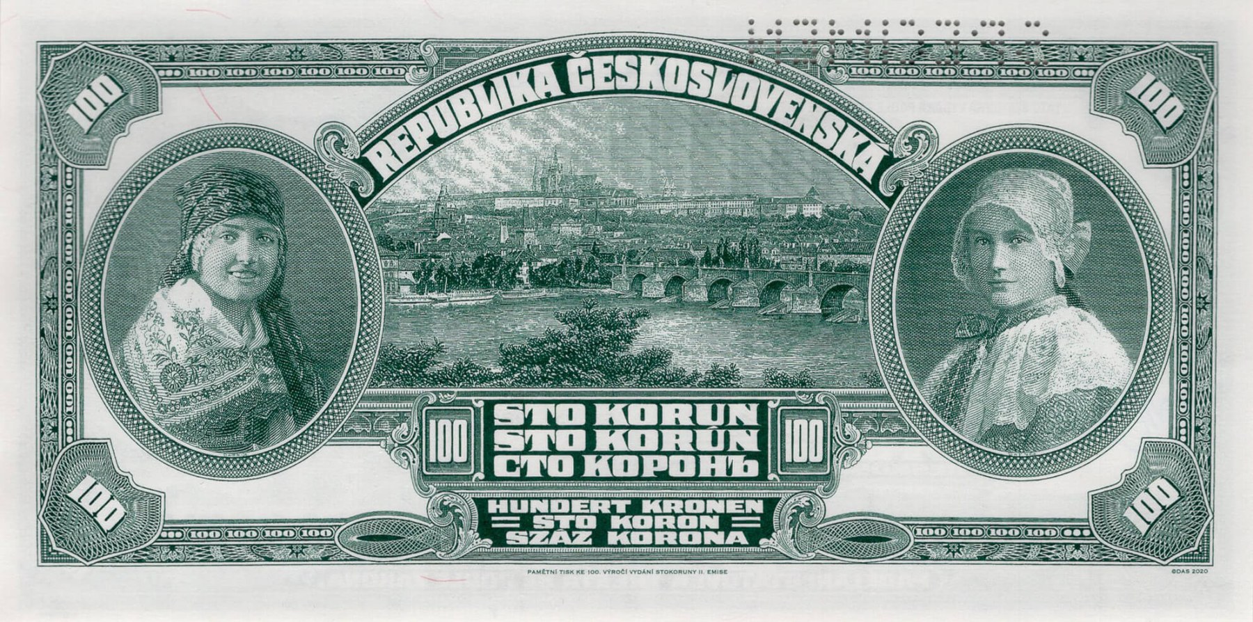 100 Kčs Mucha 1920 Facsimile - zadní strana