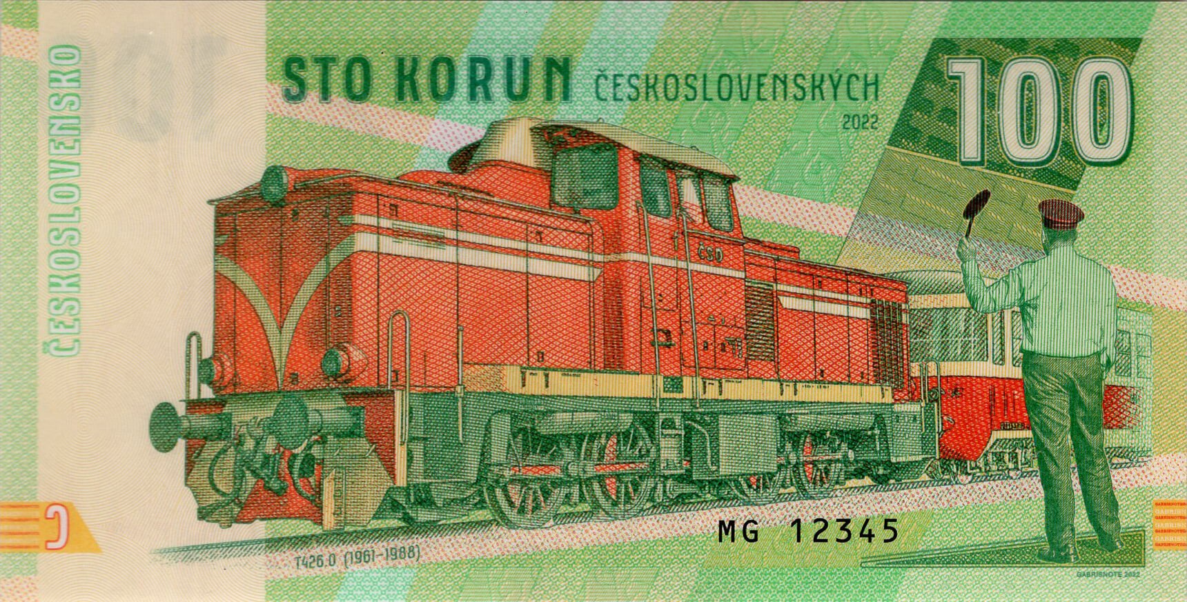 100 korun Lokomotiva T426.0 - přední strana