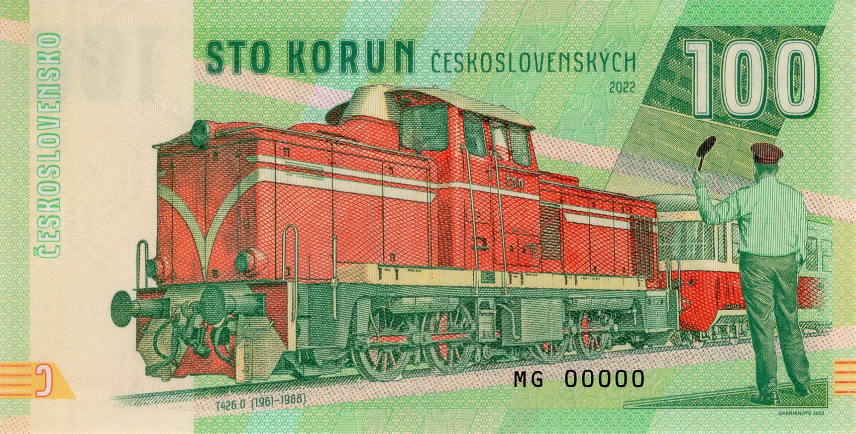 100 korun Lokomotiva T426.0 - přední strana