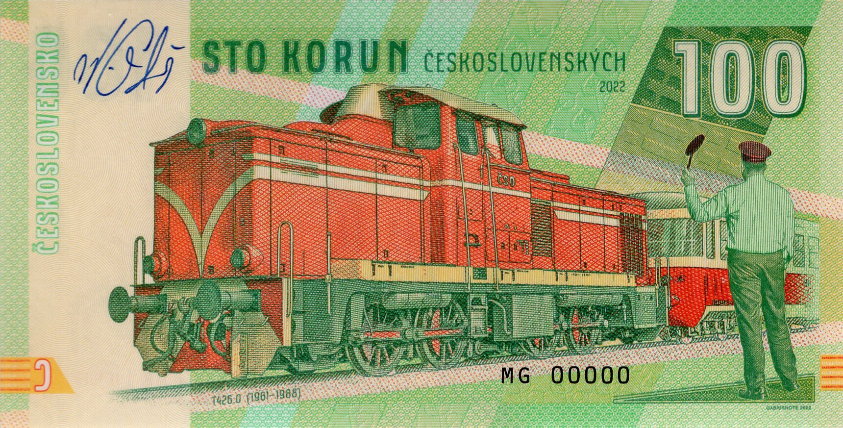 100 korun Lokomotiva T426.0 - přední strana