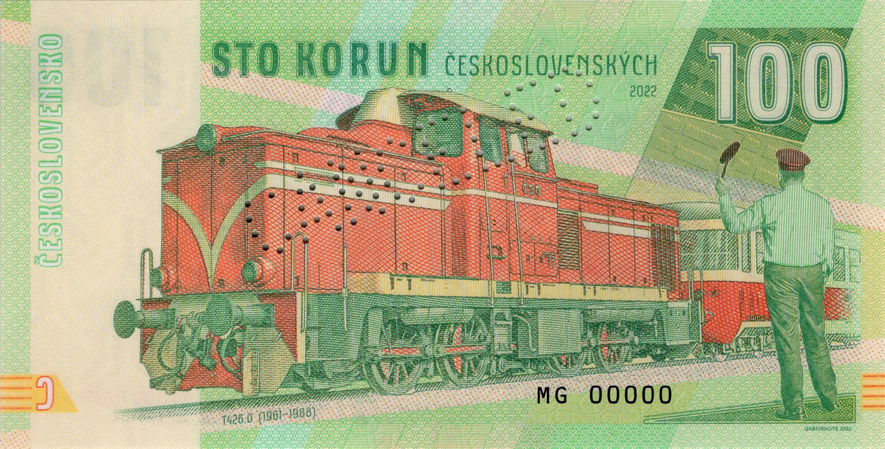 100 korun Lokomotiva T426.0 - přední strana
