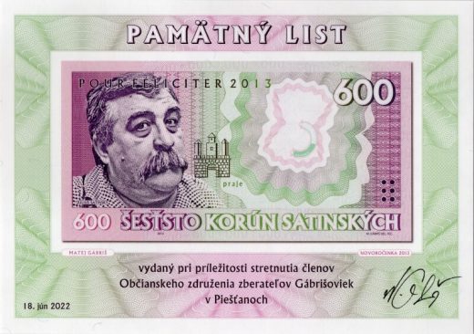 Pamätný list Pieštany 2022